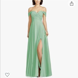 Mint green bridesmaid dress.